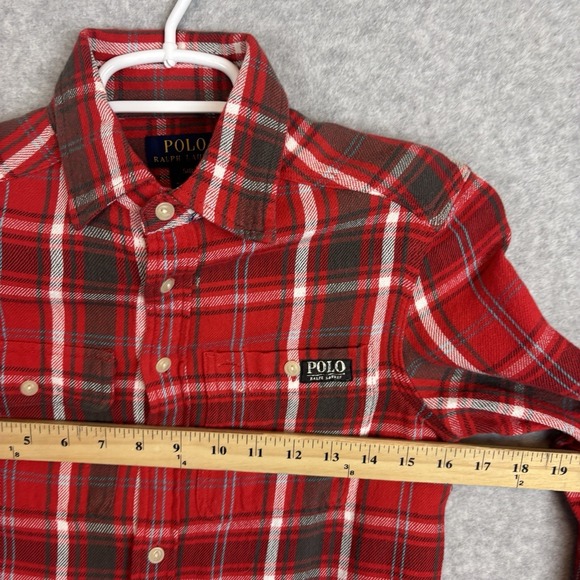 Polo Ralph Lauren Boys Sz S 8 Red Plaid Flannel Shirt Preppy Holiday Cotton Cozy - Picture 3 of 6